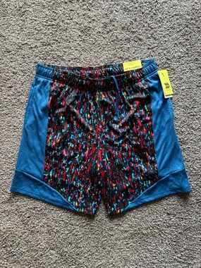 all in motion Blue Multicolor Panel Athletic Shorts